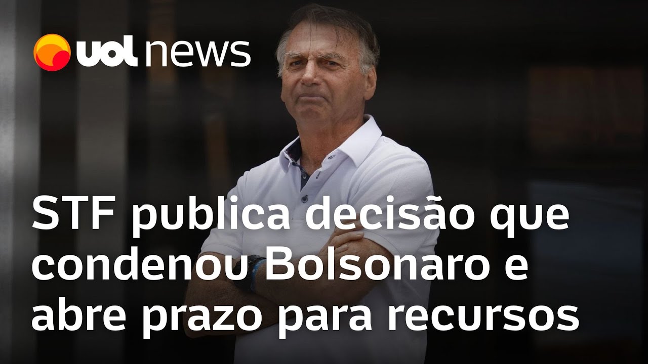 STF publica decisão que condenou Jair Bolsonaro e abre contagem regressiva para recursos da defesa