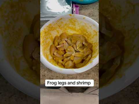 Frog legs and shrimp after the snow is gone with warmer weather. #louisiana #fishfry #froglegs