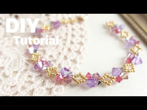 ソロバンビーズの主役モチーフ💠ビーズステッチで簡単ブレスレット✨作り方