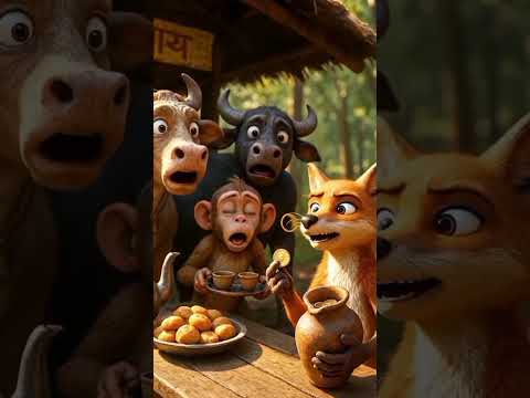 “चार दोस्तों की अनोखी कहानी 🐃🐒🦊🐄” #AIStory #HindiStory #AIkahani #MoralStory #YouTubeShorts