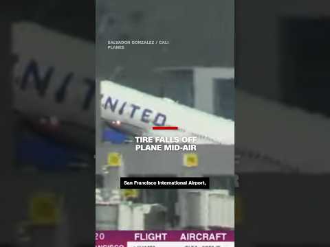 Tire falls off plane mid-air