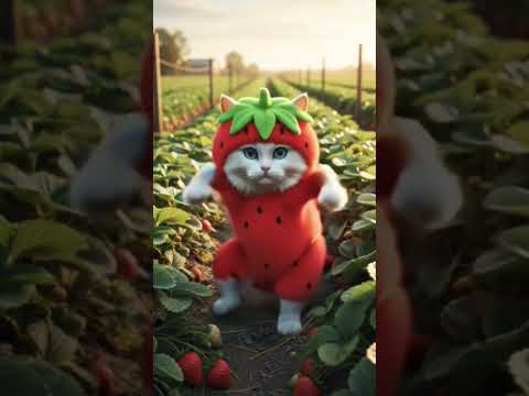 Kucing Lucu Dengan Kostum Strawberry Joget Cinta Merah Jambu #kucing #kucingjoget #cintamerahjambu