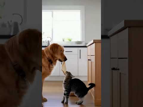 Dog Steals Toast… But the Cat Has Other Plans 😂🍞🐾 犬がトーストをくわえて逃げた…でも猫の計画は違った😂 #cutepets #cute #shorts