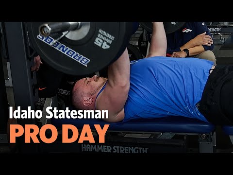 The Big Guys Bench Press At Pro Day For NFL Scouts at Boise State