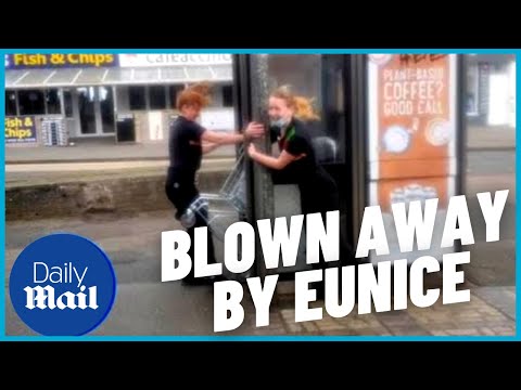 Eunice: Storm's high winds blow away locals in Cornwall