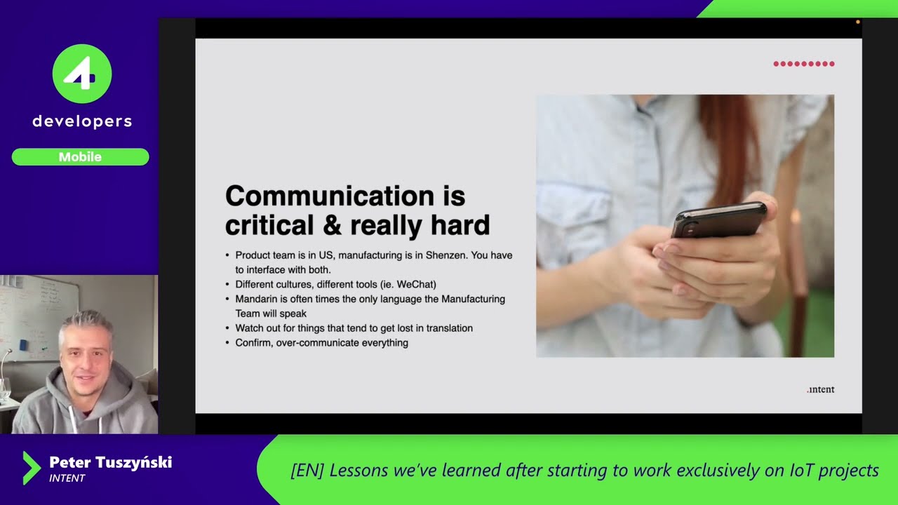 4Dev 2022: P. Tuszyński - Lessons we’ve learned after starting to work exclusively on IoT projects