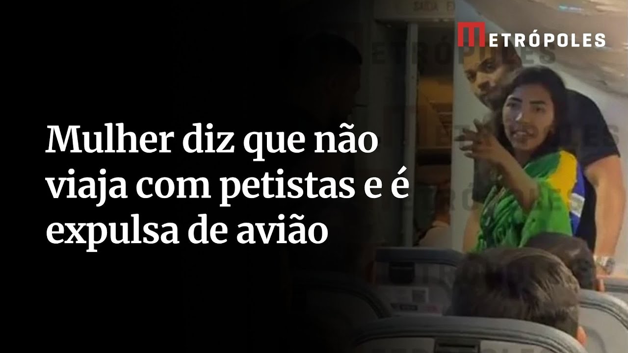 Enrolada em bandeira do Brasil mulher xinga passageiros e é retirada de voo do Rio para Brasília