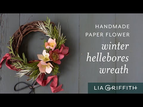 Winter Hellebore Wreath with Paper Greens