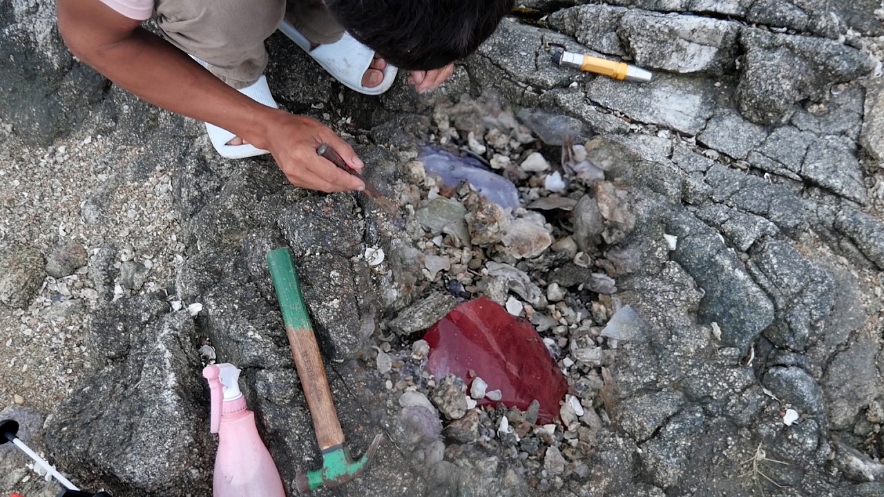 The boy discovered a very rare crystal gem.