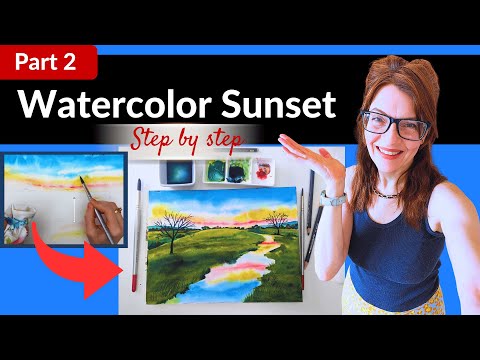 Watercolor SUNSET Tutorial (Step by Step) | Part 2