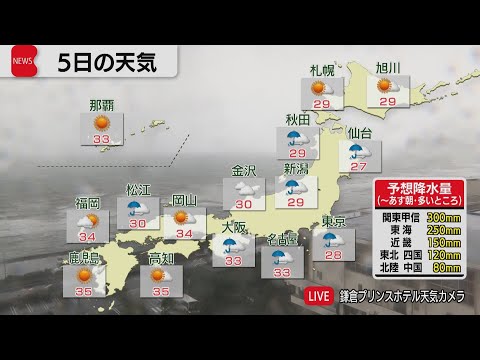 9月5日の天気と最新の気象情報 サムネイル