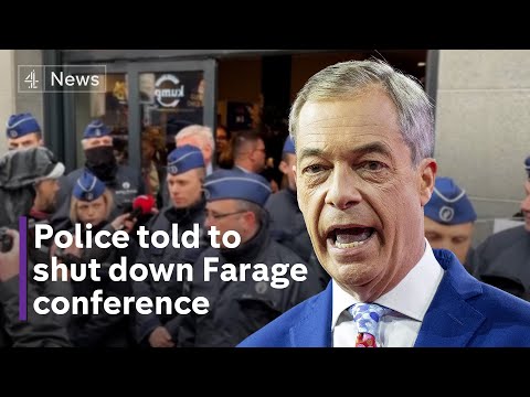 Police try to shut down right-wing event as Nigel Farage speaks