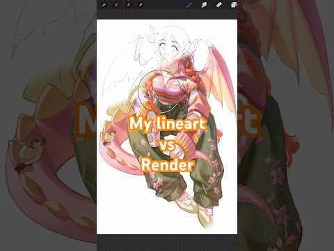 My lineart looks.. very simple compared to my render ✏️ #lineart #procreate #characterdesign