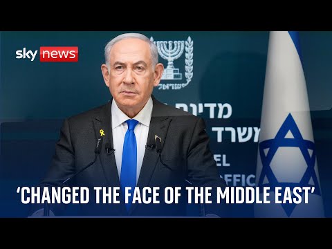 Benjamin Netanyahu delivers a statement ahead of expected Gaza ceasefire