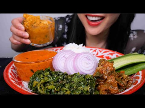 NEPALI STYLE FISH CURRY + RICE + VEGGIES (ASMR EATING SOUNDS) NO TALKING | SAS-ASMR
