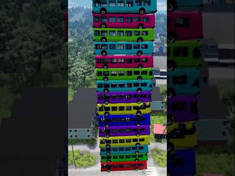 Challenge of falling 100 buses in the middle of the city! - BeamNG.drive - BeamngMars-tk