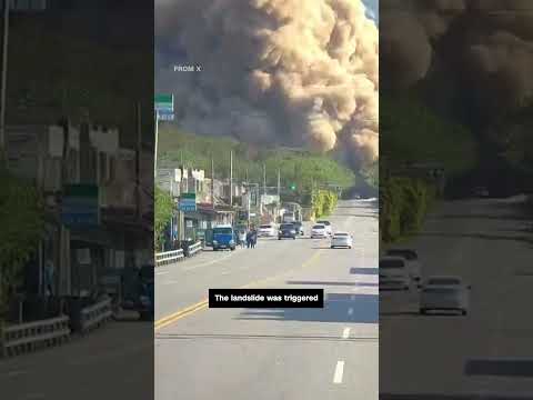 Landslide hits road after Taiwan earthquake
