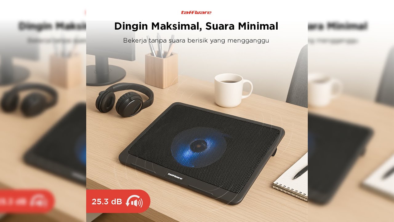 Pratinjau video produk Taffware Cooling Pad Laptop Kipas Pendingin Ultra Thin 1 Fan 14 Inch - V19