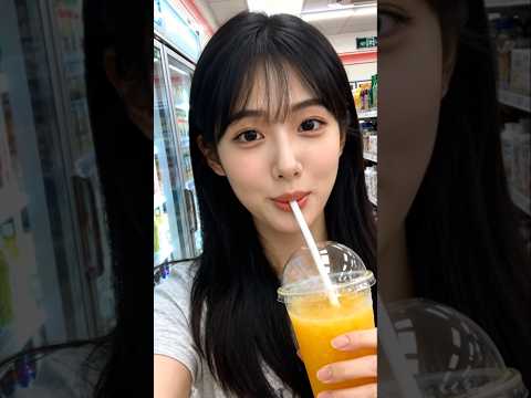 コンビニで買ったジュースが美味すぎて、買えるまでに我慢できなくて飲んでしまった自撮り