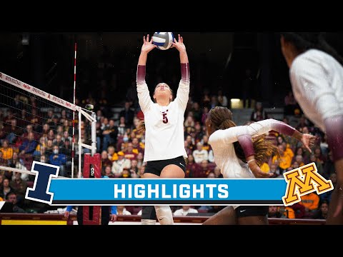 Illinois at Minnesota | Highlights | Big Ten Volleyball | Nov. 24, 2023