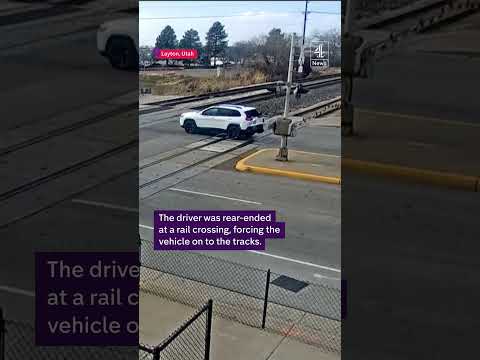 Driver flees SUV just before train smash
