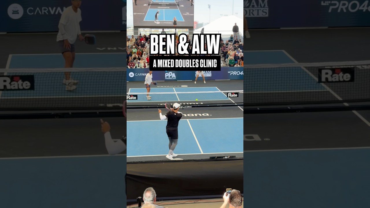 Putting on a pickleball clinic here on Humana Championship Court 👏@Anna.Leigh.Waters & @BenJohns_pb