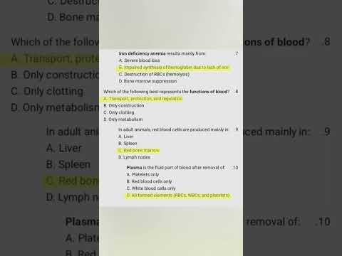 "أسئلة على الفسيولوجي للميدترم"مهمة جداً أولى طب بيطري المنصورة #طب بيطرى#تحفيزالذات#طالبةالمنصورة