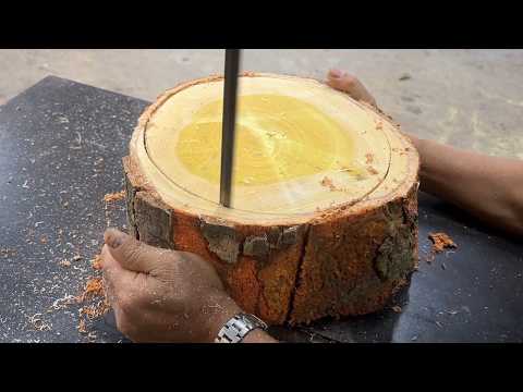 Diy Wood Processing - Hidden Beauty Of Golden Jackfruit Tree Trunk - From Rough Log To Stunning Work