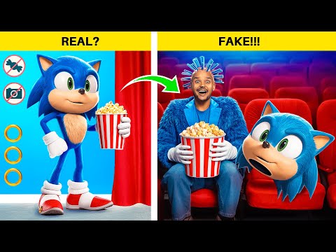 偽のソニック vs 本物のシャドウ!映画館にこっそり忍び込もうチャレンジ!