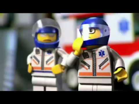 city lego in river the into fallen has man a