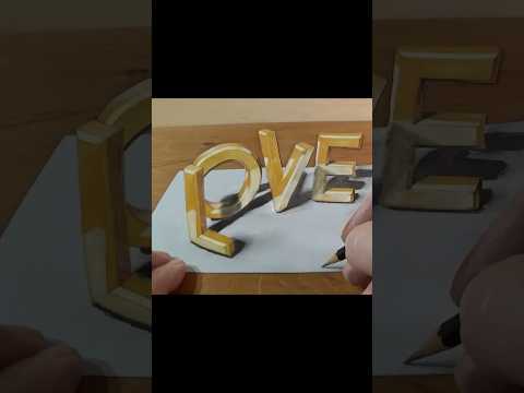 Draw 3D Love #art #drawing #short