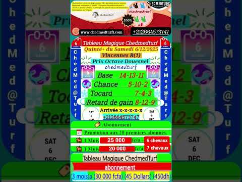 #Pronostic #Pmu #Quinté du Samedi 6.12.2025