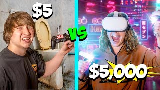 $5 VS $5,000 BATHROOM GAMING SETUP! - Challenge