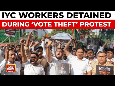 Indian Youth Congress Workers Detained During Protest Over Alleged ‘Vote Theft’ In Haryana Elections