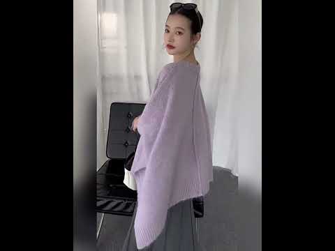 斗篷式圓領毛織裙坎肩