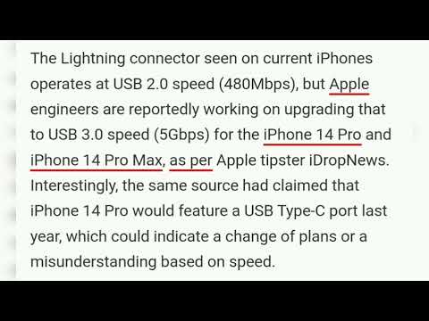 iPhone 14 Pro, iPhone 14 Pro Max Allegedly Getting Lightning Connector Upgrade for USB 3.0 Speed