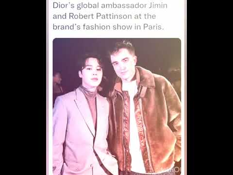Dior’s global ambassador Jimin and Robert Pattinson at the brand’s fashion show in Paris.