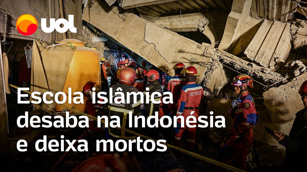 Escola desaba na Indonésia mata ao menos três pessoas e deixa 38 desaparecidas