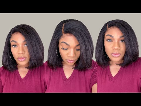 Natural Blowout | Kinky Straight Bob | Natural Edges | Beginner Lace Wig Tutorial | Luvme Hair