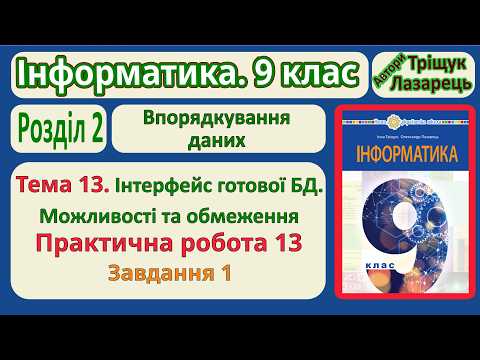 Тема 13. Інтерфейс готової БД. Завдання 1 | 9 клас | Тріщук
