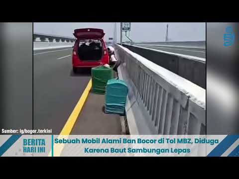Sebuah Mobil Alami Ban Bocor di Tol MBZ, Diduga Karena Baut Sambungan Lepas