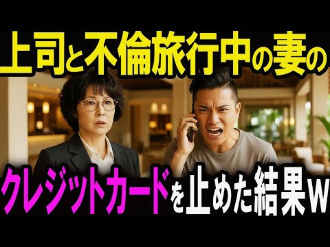 【汚嫁】元上司と不倫旅行中の妻。妻に渡していたクレジットカードを止めた結果www【スカッと】