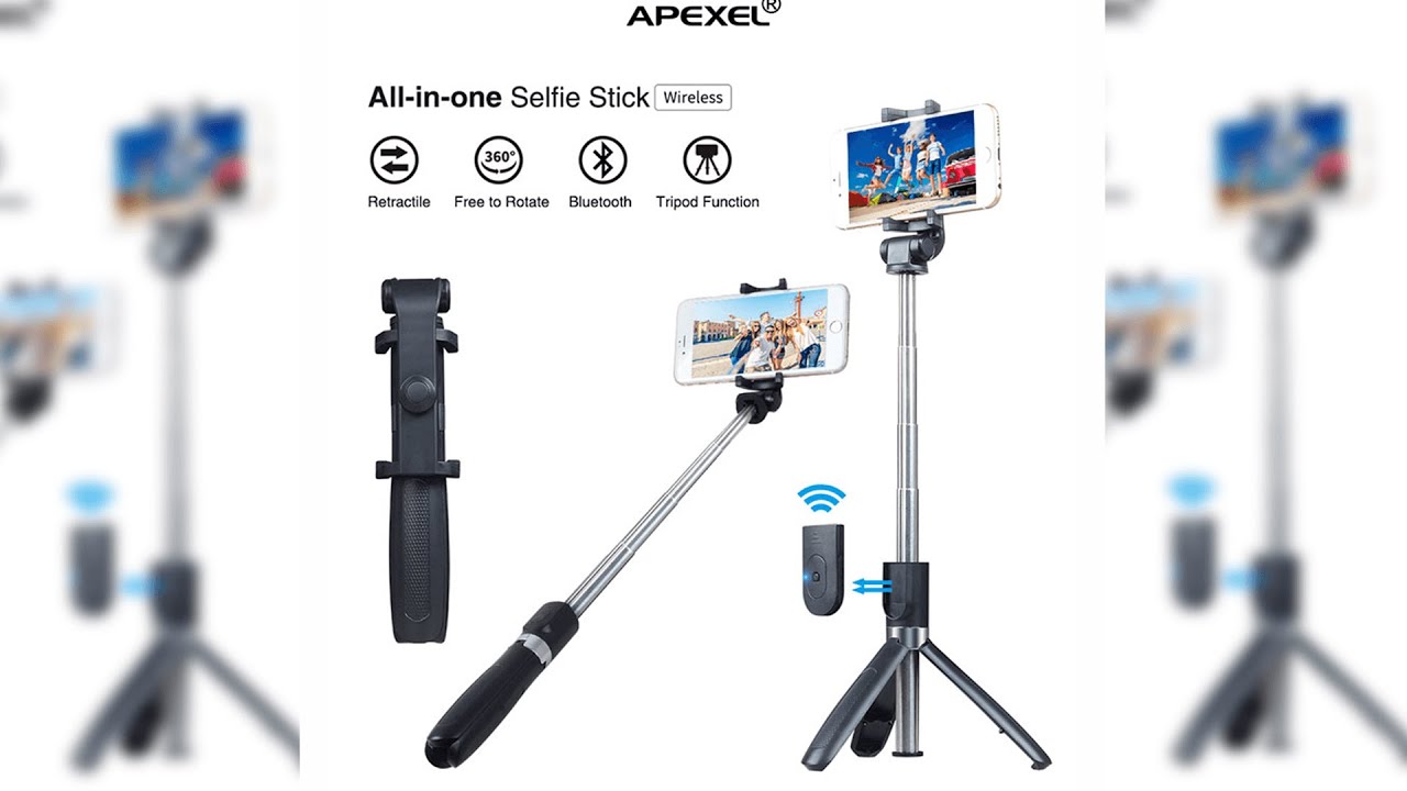 Pratinjau video produk APEXEL Tripod HP Tongsis Monopod Portable with Bluetooth Remote - APL-L01