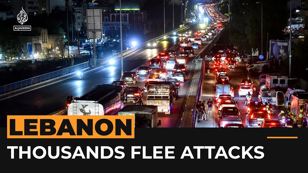 Highways gridlocked as thousands flee south Lebanon | Al Jazeera Newsfeed