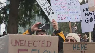 Demonstration outside Portland City Hall to protest Trump administration