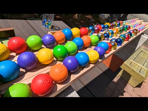 Marble run ASMR ☆ 3 twisting slopes + handmade wooden slope course