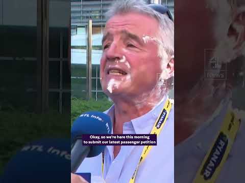 Ryanair boss pied by climate protestors