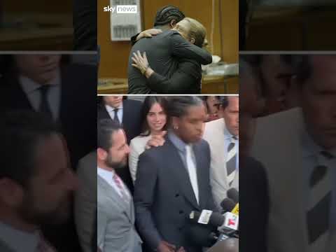A$AP Rocky hugs Rihanna after not guilty verdict