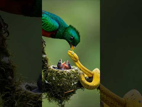 하늘의 보석, 퀘찰이 독사와 맞서다. #motherhood #birds #wildlife #quetzal
