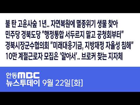 <strong>뉴스투데이</strong> / 2026.09.22(화) / 안동MBC